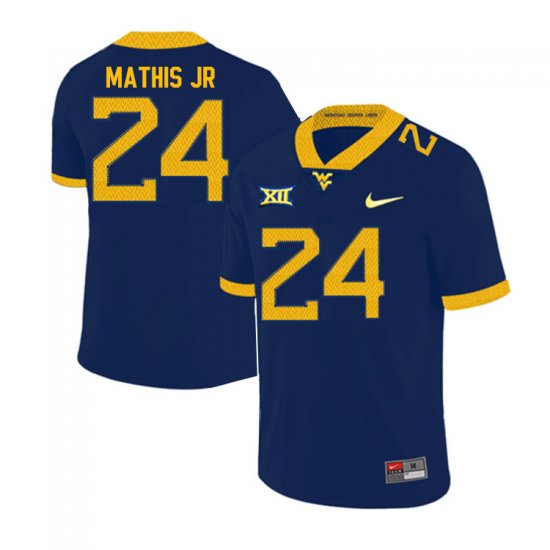 Men's West Virginia Mountaineers NCAA #24 Tony Mathis Jr. Navy Authentic Nike Stitched College Football Jersey MX15D42XU